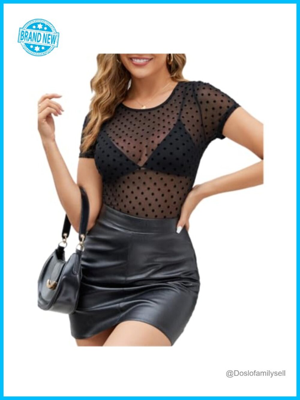 GAMISS Mesh Top Women Short Sleeve Sheer Fitted Crew Neck Tee